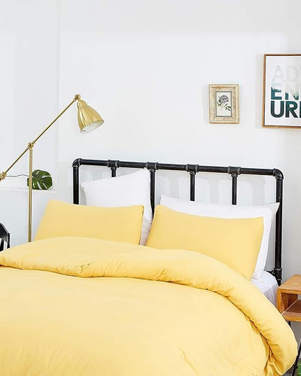 CLOTHKNOW Yellow Twin/Twin XL Comforter Set 3Pcs Light Yellow Bedding Comforter Sets Soft Cozy Bed Comforter Women Men Bedding Sets
