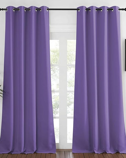 NICETOWN Blackout 108 inch Curtains for Sliding Glass Door, Grommet Thermal Insulated Room Darkening Window Treatment Sound Reducing Drapes for Room Divider, 1 Panel, W52 x L108, Lilac Purple
