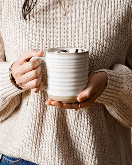 LE TAUCI Coffee Mugs 18 oz,Ceramic Mug Set, Coffee Cups for Latte, Hot Tea, Cappuccino, Mocha, Cocoa, Dishwasher Safe, Suit For Housewarming Wedding- 3.8 inch, Set of 4, Arctic White