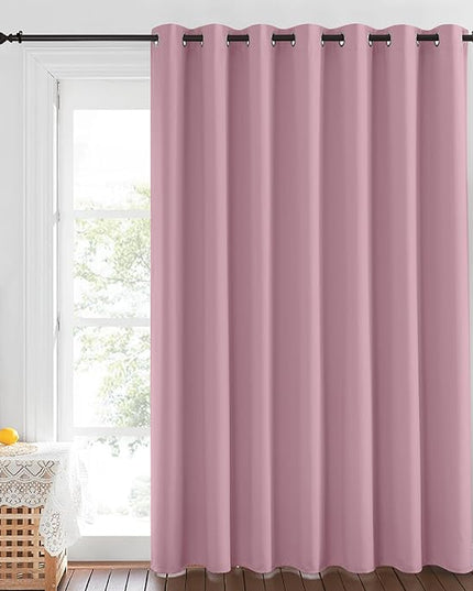 NICETOWN Room Darkening 84 inch Curtain for Patio Door, Grommet Thermal Insulated Room Divider Wide Winodw Treatment Sound Reducing for Bedroom, Black, 1 Panel, 100" W x 84" L, Rouge Pink