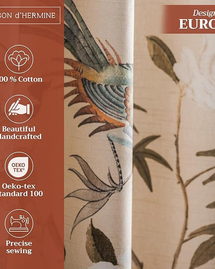 Maison d' Hermine Curtains for Living Room 100% Cotton 84 inch Length Two Panels Light Filtering Curtains for Bedroom Windows with Rod and Loop Pockets Drapes (Hokuzai Beige, 50" W x 84" L)