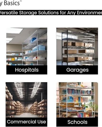 NSF Commercial 4-Tier Wire Shelving with Wheels, 60"x18"x72" Heavy Duty Metal Shelves 3200 lbs Max Capacity, Chrome Storage Rack for Garage Kitchen Pantry Warehouse