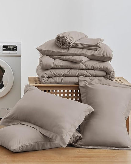 Love's Cabin King Size Comforter Set - Burlwood, 7-Piece King Bed in a Bag, All Season Bedding with 1 Comforter, 1 Flat Sheet, 1 Fitted Sheet, 2 Pillowcases and 2 Pillow Shams