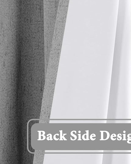 H.VERSAILTEX 100% Blackout Curtain for Bedroom 96 Inches Long Grommet Linen Face Full Light Blocking Curtain Drape for Living Room Thermal Insulated Linen Look Curtain 1 Panel, 52" W x 96" L, Dove