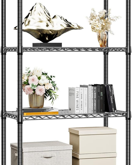 1000 lbs 4 Tier Shelf Metal Storage Shelves Shelving Wire Rack Heavy Duty Closet Organizers for Garage Kitchen Bathroom Laundry Black 15.7" D x 33.5" W x 59.5" H
