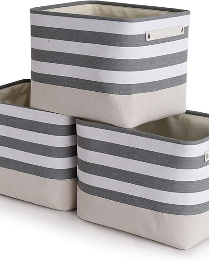 TheWarmHome Extra Large Cube Storage Bins Baskets for Organizing, Sturdy Fabric Storage Basket Cube W/Handles, Decorative Foldable Storage Baskets for Shelves Closet Nursery Toy (3 Pack 16×12×12inch)