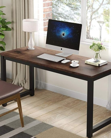 Tribesigns Computer Desk, 55 inch Large Office Desk Computer Table Study Writing Desk Workstation for Home Office, Rustic Brown