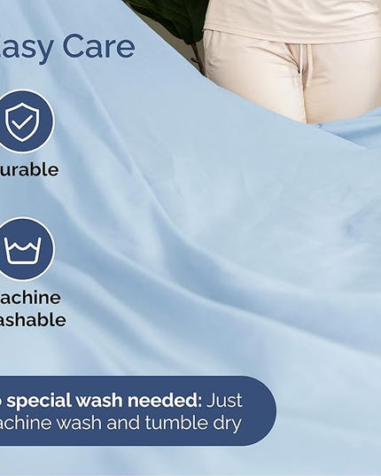 Cal King Size 4 Piece Sheet Set - Comfy Breathable & Cooling Bed Sheets Set - Hotel Luxury Bedding for Women, Men, Kids, Teens, Boys & Girls - Deep Pockets, Soft, Wrinkle Free - Oeko-Tex - Light Blue