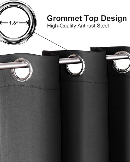 ChrisDowa Blackout Curtains 48 inches Long for Bedroom - 2 Panels Set Grommet Thermal Insulated Room Darkening Curtains for Living Room (Dark Grey, 42 x 48 Inch)