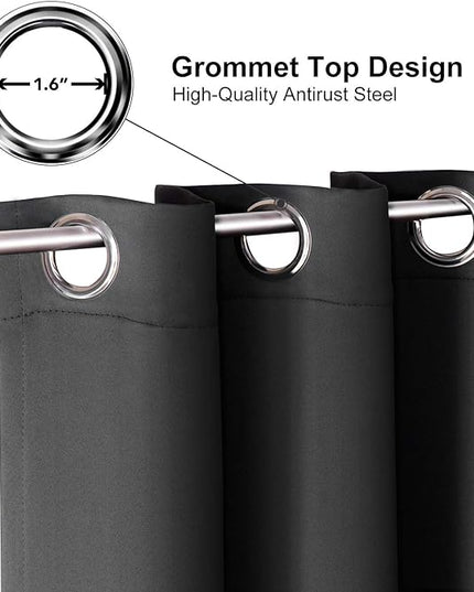 ChrisDowa Small Kitchen Valances for Windows - Grommet Short Thermal Insulated Room Darkening Window Valances Curtains for Living Room (2 Panels, Dark Grey, 42 x 18 Inch)