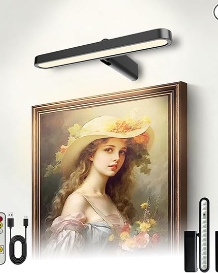 Picture Lights for Wall Battery Operated 4800mAh, 10inch Rechargeable Display Light with Remote/Rotatable, Dimmable/3CCT LED Art Cordless Lamp for Painting/Gallery Artwork/Portraits/Frame/Poster 2Pack
