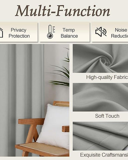 Gwine Silver Grey Blackout Curtains for Living Room 72 inches Long, Noise Reducing Room Darkening Window Treatment Curtains for Bedroom, Farmhouse Decor with Rod Pocket, Each 40" Wx72 L,2PCS