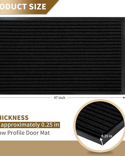Yimobra Front Door Mat Outdoor Indoor Entrance, 100% Waterproof All-Season All Weather Doormat, Welcome Matt Outside Entry, Non Slip, Low Profile, Heavy Duty Patio Porch Floor Mats,47 x 32,Black