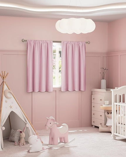 BGment Pink Short Blackout Curtains for Nursery 2 Panels Set, Kids Curtains Thermal Insulated and Noise Canceling Full Black Out Girls Baby Room 54 Inch Length, Each Small Curtains 42 Inch Wide