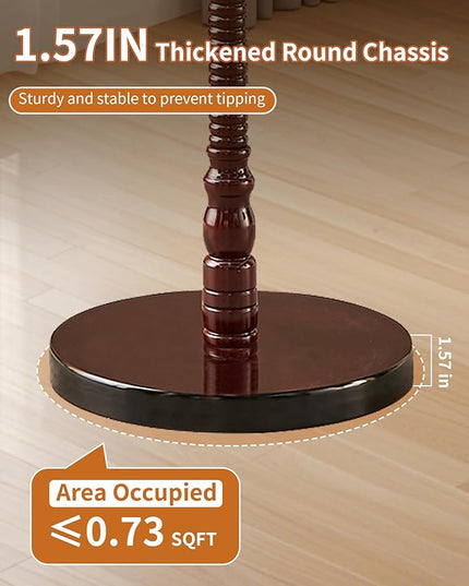 EZIVIEZ Wooden Coat Rack Stand, Solid Wood Freestanding Coat Rack, Vintage Coat Racks with 14 Hooks & Disc Base, Standing Coat Hanger Jacket Tree Stand for Office, Entryway, Hallway