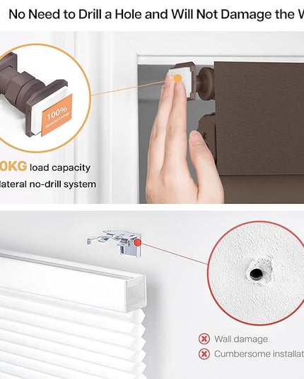 LazBlinds No Drill Blinds for Indoor Windows, Blackout Roller Shades, Cordless Window Blackout Blinds, Thermal Insulated Fabric UV Protection for Home and Office, 26.5" W x 48" H, Dark Coffee