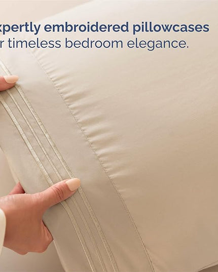 King Size 4 Piece Sheet Set - Comfy Breathable & Cooling Bed Sheets Set - Hotel Luxury Bedding for Women, Men, Kids & Teens - Deep Pockets, Easy Secure Fit, Soft and Wrinkle Free - Oeko-Tex - Cream