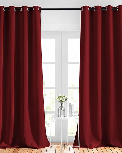 NICETOWN Extra Long Blackout Drapes - (52 inches by 120 inches, Burgundy Red, Set of 2) Window Treatment Light Blocking Privacy Curtain Panels for Home Decoration