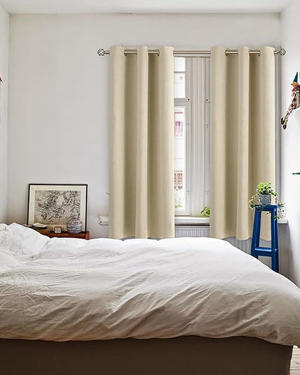 BGment Room Darkening Curtains 72 Inches Long - Grommet Thermal Insulated Drapes Window Treatment Curtains for Bedroom, 2 Panels, 42 x 72 Inch, Beige
