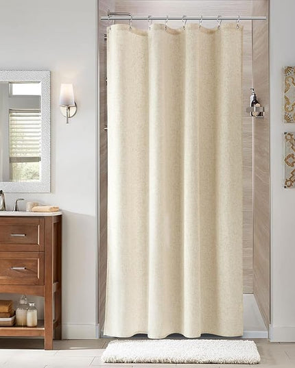 Naturoom Beige Linen Shower Curtain, Textured Fabric Shower Curtains for Bathroom Modern Farmhouse Neutral Tone Premium Quality Fabric Bohemian Rustic Cottage Country Bathroom Decor, Cream, 48 x 72