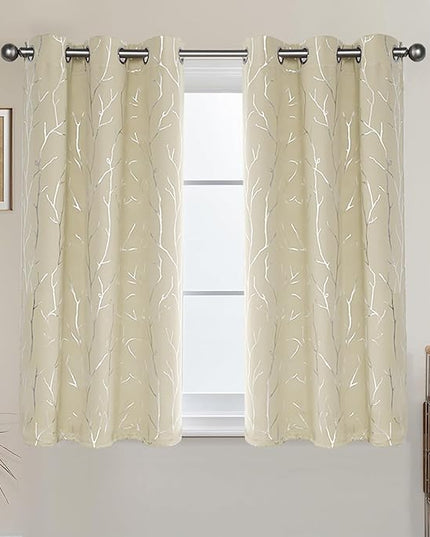 BUHUA Short Curtains 36 inches Long, Black Out RV Bunk Panels, Kitchen Window Curtains Over Sink, Thermal Insulating Blackout Drapes for Small Window (2 Panels, Beige, 38 inches Wide)