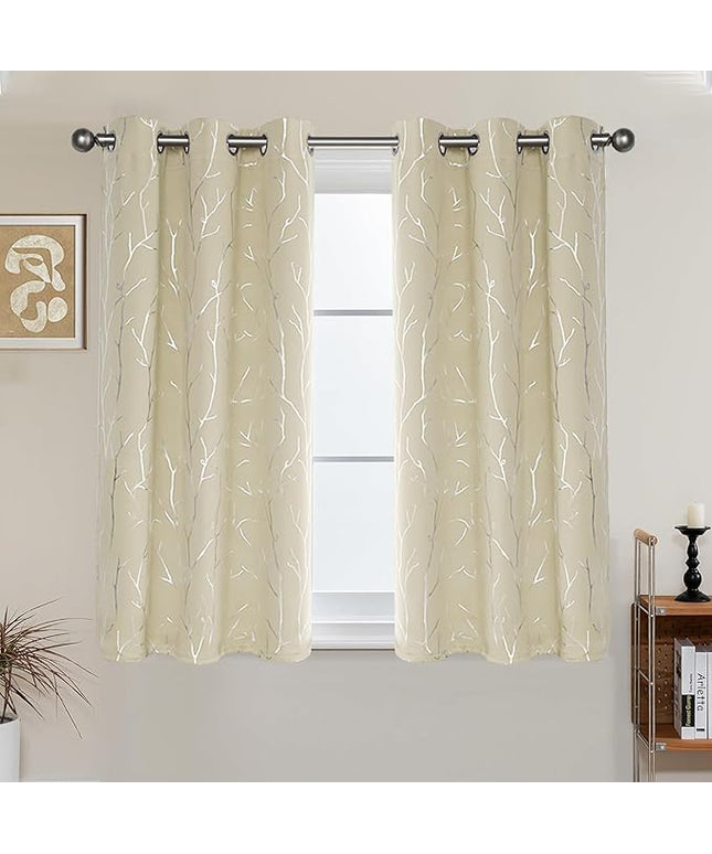 BUHUA Short Curtains 36 inches Long, Black Out RV Bunk Panels, Kitchen Window Curtains Over Sink, Thermal Insulating Blackout Drapes for Small Window (2 Panels, Beige, 38 inches Wide)