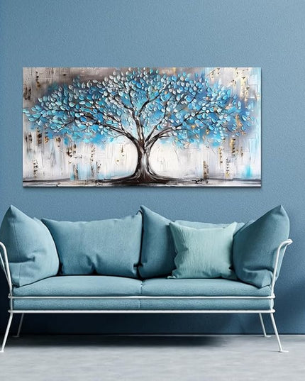 Wapluam Large Canvas Wall Decor For Living Room Farmhouse Wall Art For Bedroom Office Wall Decorations Blue Tree Paintings Abstract Pictures Framed Artwork Modern Room Home Decor Posters