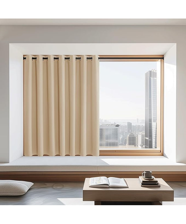 NICETOWN 72 inch Sliding Door Curtain for Bedroom, Grommet Thermal Insulated Window Treatment Room Darkening Sound Reducing for Home Office, Biscotti Beige, 1 Panel, W100 x L72