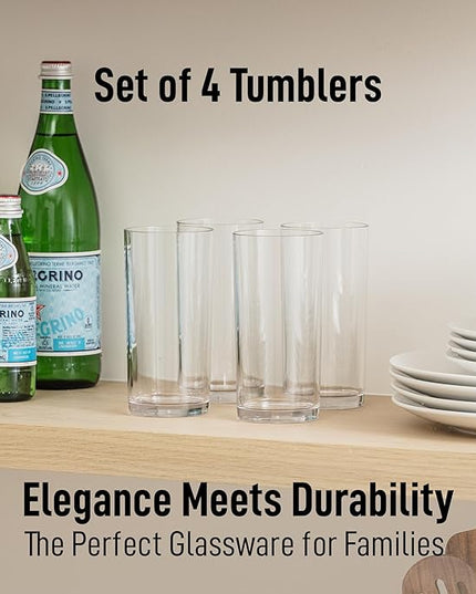 Zulay Kitchen Acrylic Glasses Drinkware - 4 Piece Unbreakable Plastic Tumblers - BPA-Free, Reusable Plastic Drinking Glasses for Home & Outdoors - Stackable, Lead-Free & Dishwasher Safe - (16 Ounces)