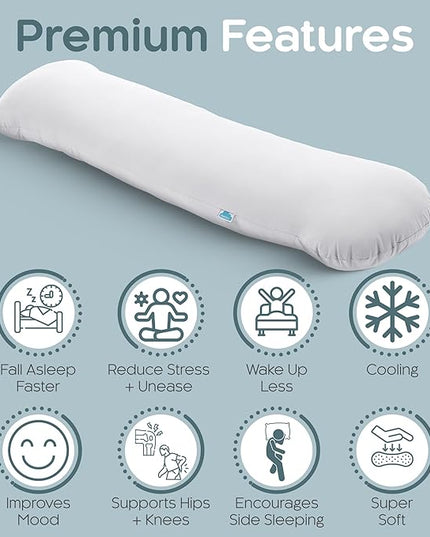 Weighted Body Pillow 8lbs - Weighted Pillow for Deeper Sleep (48” x 14”) - Cooling Body Pillows for Adults, Full Body Pillow for Adults, Side Sleeper Body Pillows with Cover (X-Large/White)