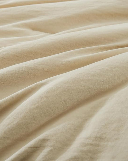 WRENSONGE Queen Size Comforter Set- 7 Pieces Beige Bed in a Bag Queen with Fitted Sheet, Flat Sheet, 2 Pillow Shams, and 2 Pillowcases- Warm Bed Set for All Season