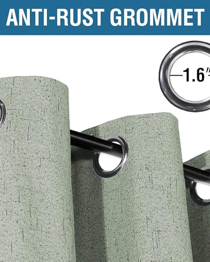 H.VERSAILTEX 100% Blackout Curtains for Bedroom 84 Inches Long Grommet Linen Face Full Light Blocking Curtain Drapes for Living Room Thermal Linen Look Curtains 2 Panels Set, 52" W x 84" L, Sage