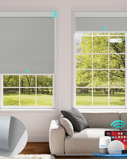 Motorized Blackout Electric Blinds with Remote, Solar Panel, Alexa Compatible