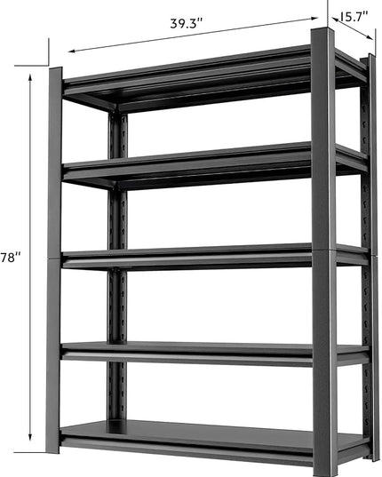 Metal Garage Shelving Unit, 5 Tier Heavy Duty Storage Shelf, Utility, and Industrial Use - Durable Metal Storage Rack Shelving, Garage Storage Shelf Organizer 16" D x40 W x78 H