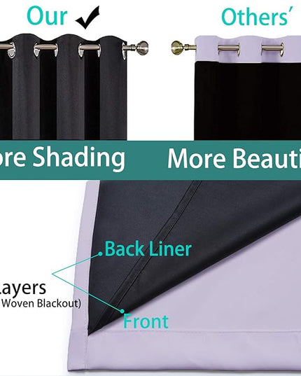 Yakamok 100% Blackout Extra Wide Thermal Insulated Curtains, Total Shade Patio Door Curtain, Full Light Shading Sliding Door Drape Room Divider for Living Room/Bedroom, Lilac, W100 x L84, 1 Panel