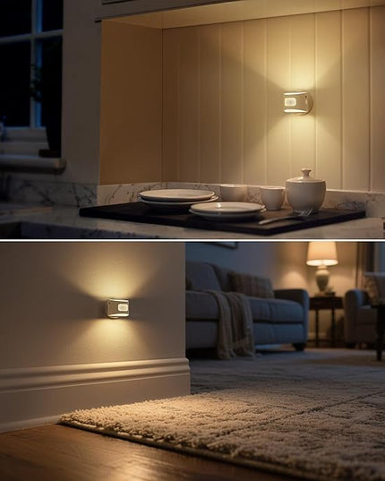 DORESshop Motion Sensor Night Light Indoor, Rechargeable Night Lights, Magnetic Stick-On Stair Lights 3000K Warm White, Wireless Battery Operated Lights for Hallway,Kitchen,Closet,Bedroom