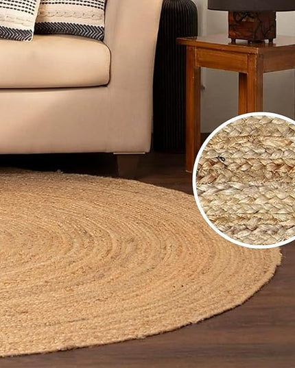 REDEARTH · Round Area Rug - 6 Feet Braided Natural Jute Rug- Artisan Made Reversible Boho Jute Rugs for Bedroom - Kitchen - Living Room - Farmhouse - Home Decor - Handmade Rustic Vintage Décor