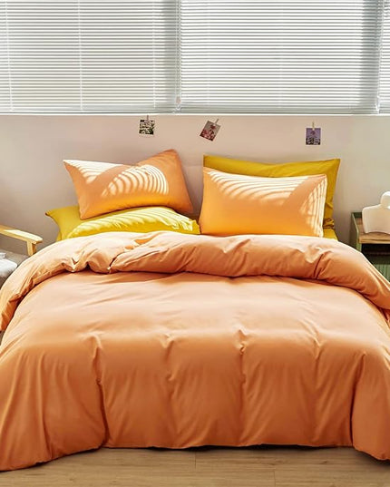 Luxlovery Peach Comforter Set California King Light Orange Bedding Comforter Set Modern Solid Plain Color Soft Breathable Blanket Quilts Peach Pink 3 Piece Bedding Set for Women Men Adults