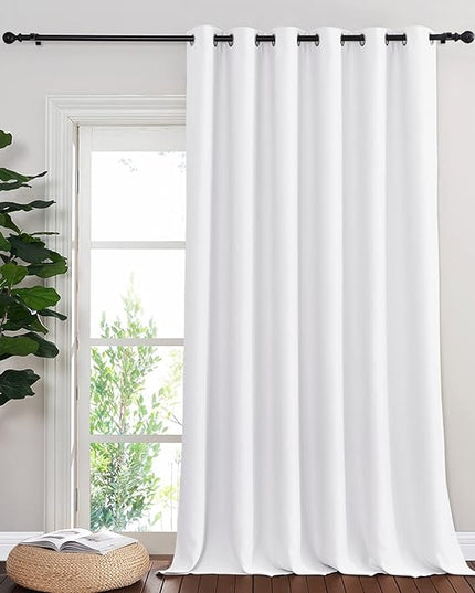 NICETOWN White Sliding Door Curtain for Bedroom, Grommet Thermal Insulated Extra Wide Solid Blackout Window Curtain & Drape for Patio Door/Living Room (1 Panel, Pure White, W80 x L90)