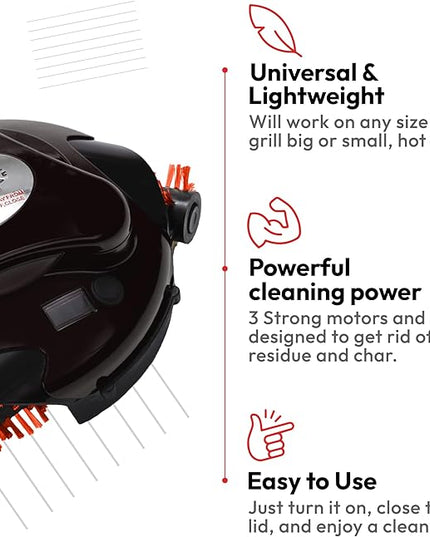 Grillbot Automatic Grill Cleaning Robot with Nylon Brushes, BBQ Grill Cleaner, Grill Brush, Grill Scraper, BBQ Accessories (Black Grillbot + Carry Case)