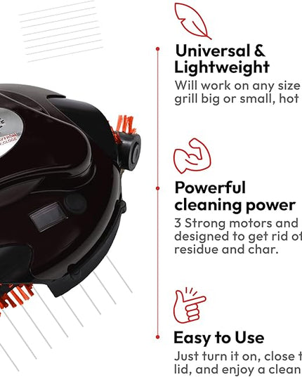 Grillbot Automatic Grill Cleaning Robot with Nylon Brushes, BBQ Grill Cleaner, Grill Brush, Grill Scraper, BBQ Accessories (Red Grillbot + Carry Case)