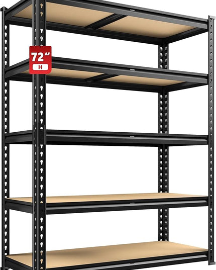 REIBII 2020LBS Storage Shelves 5 Tier Garage Shelving Heavy Duty Adjustable Garage Shelves, Utility Rack Shelf, Shelving Units for Storage Warehouse Pantry Closet, 35.5" W x 11.9" D x 72" H, Black