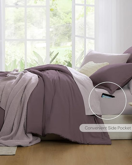 WRENSONGE Full Size Comforter Set- 7 Pieces Artic Plum Bed in a Bag Full Size Comforter with Fitted Sheet, Flat Sheet, 2 Pillow Shams, 2 Pillowcases, Warm Bedding Sets for All Season