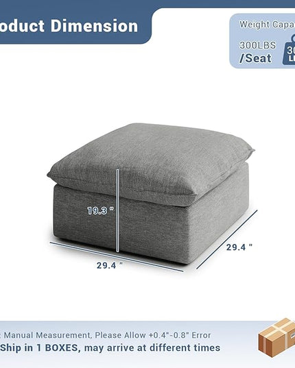 Cloud Movable Ottoman, Waterproof Down Filled Modular Sectional Sofa, High Backrest Sectional Couches for Living Room, Modern Modular Couch with Removable Cover, Dark Gray