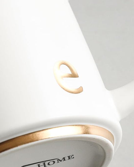 COLLECTIVE HOME - Monogram Ceramic Mugs, 15 oz Golden Initial Coffee Cups, Elegant Alphabet Tea Mugs, Elegant Personalized Mug with Gift Box, Luxurious Cups for Office and Home (e)