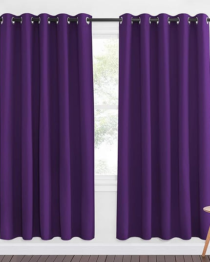 NICETOWN Royal Purple Blackout Curtains for Bedroom 72 Inches Long, Thermal Insulated Room Darkening Grommet Window Curtains for Living Room Nursery, 66 inch x 72 inche, 1 Panel