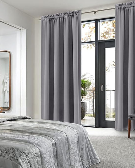 DWCN Grey Blackout Curtains for Bedroom, Thermal Insulated Energy Saving Room Darkening Curtains for Living Room (W60 x L84 inch, Set of 2 Panels, Top of Rod Pocket)