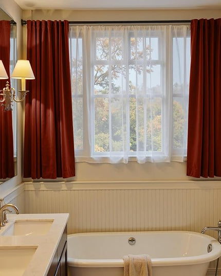Lazzzy Velvet Blackout Curtains Thermal Insulated Room Window Drapes Super Soft Luxury Curtains for Living Room Bedroom Rod Pocket 2 Panels, Rust Red, 52" W x 63" L