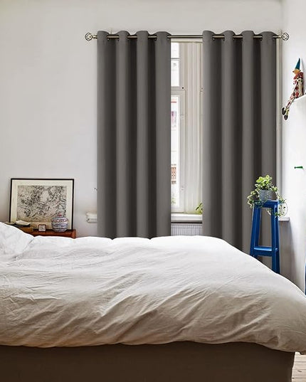 BGment Blackout Curtains for Bedroom - Grommet Thermal Insulated Room Darkening Curtains for Living Room, Set of 2 Panels, Each 46 x 72 Inch, Grey