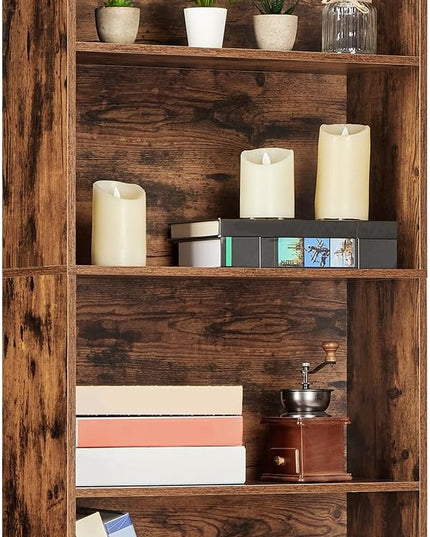 6 Tier Open Bookcase, Rustic Farmhouse Book Shelves, Spacious 6-Tier Organization for Storage, Organize Office, Durable & Resilient Build, Easy Assembly, Rustic Brown